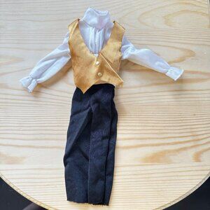 One Piece White Shirt Gold Vest Black Pants Boy Doll Clothing Outfit